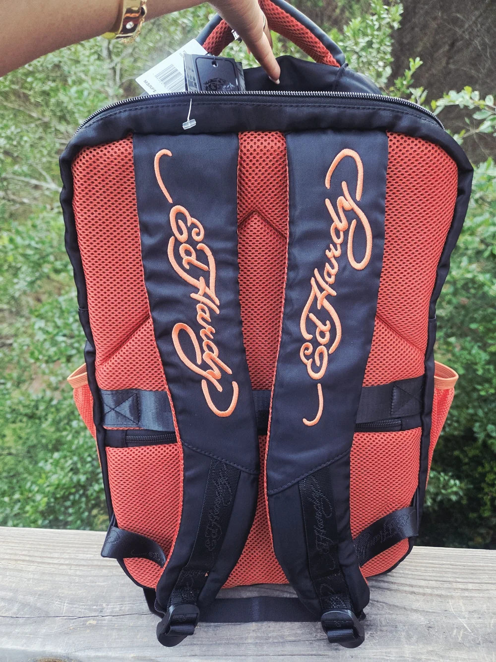 Ed Hardy Black Backpack with Vibrant Tiger Graphic